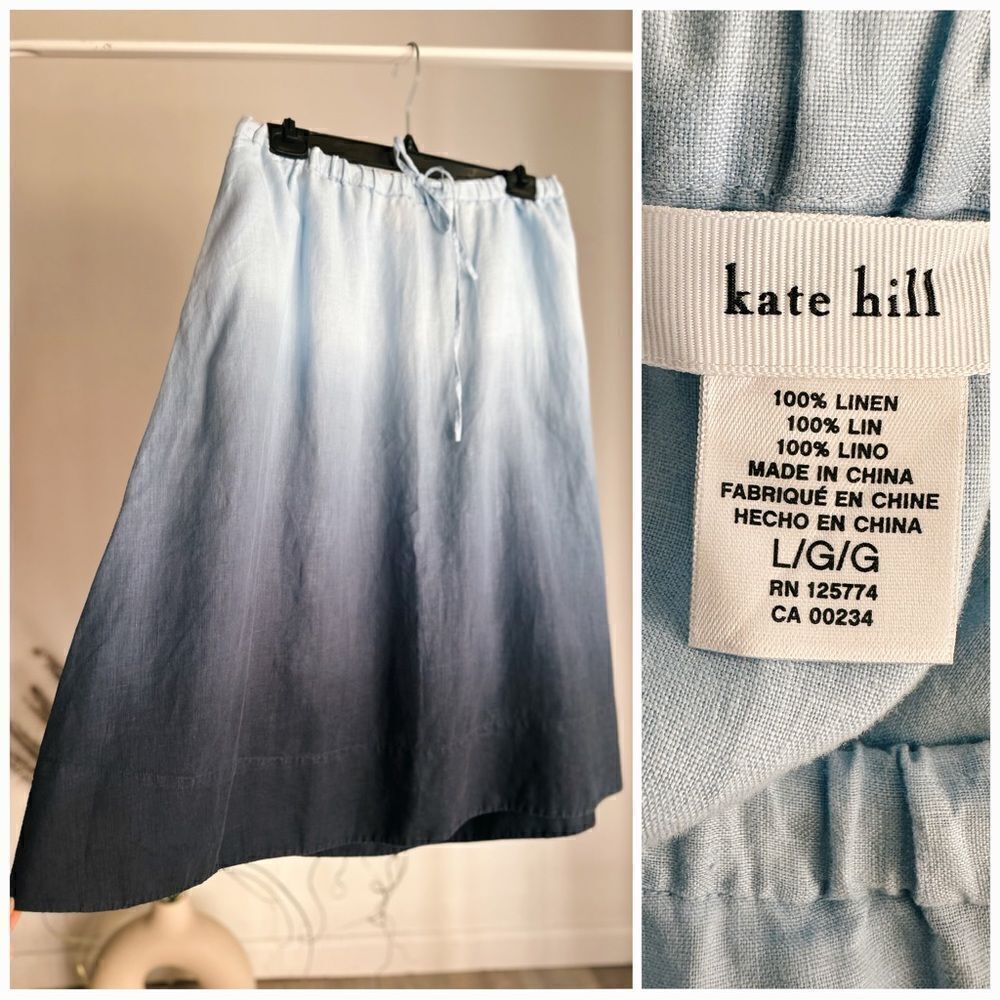100% Linen Kate Hill Ombré Skirt Large